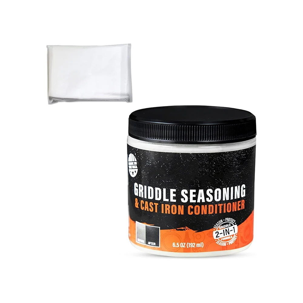 2-IN-1 Griddle & Cast Iron Seasoning Conditioner 6.5 OZ with Satisfying Customers Travel Tissue Black stone