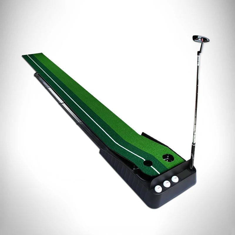 Hot Selling Wood Golf Training Aids Putting Practice Mat Indoor Outdoor Golf Putting Trainer With Golf Ball Auto Return Track