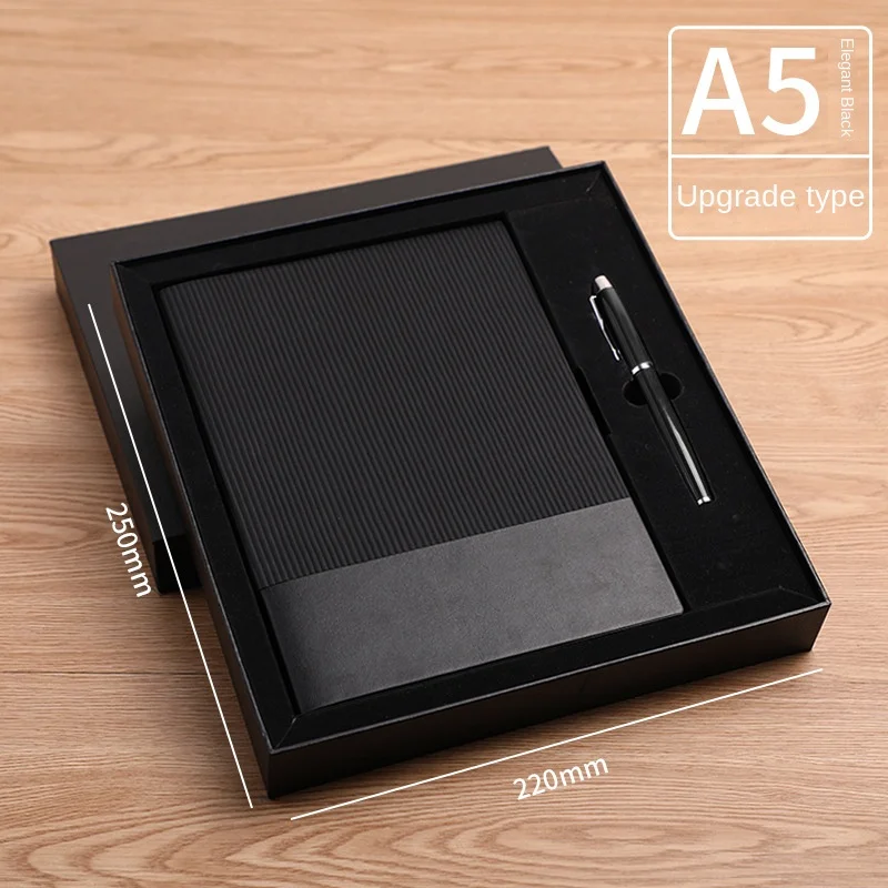 2023 new product birthday gift carbon fiber writing  ballpen stationery set for gift ideas notebook gift box