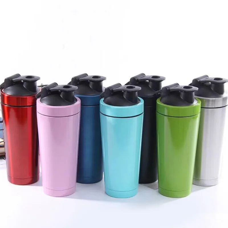 2022 High Quality 600ml Stainless Steel Double Wall Vacuum Insulated Protein Shaker Water Bottle With Ball For GYM