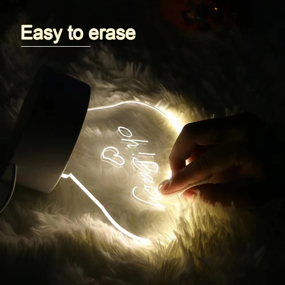 Hot Sale DIY Blank Clear 3D Acrylic Rewritable Led light note board Lamp 3d message board acrylic lamp