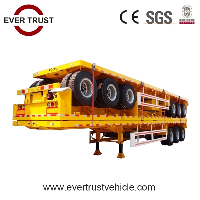 low price high quality 40 ft tri axle flatbed container trailer