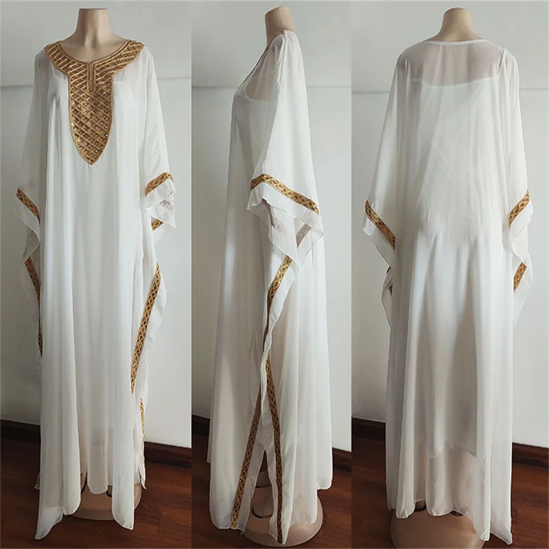 Bulk Stock Caftan Islam Clothing Boubou Kaftan Robe Djellaba Dubai Abaya Muslim Chiffon Maxi Dress African Dresses For Women