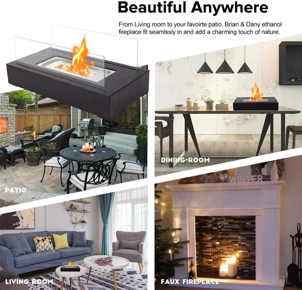 
Ventless metal bio-ethanol indoor door fireplace Tabletop Desk Table Top Ethanol Fireplace 