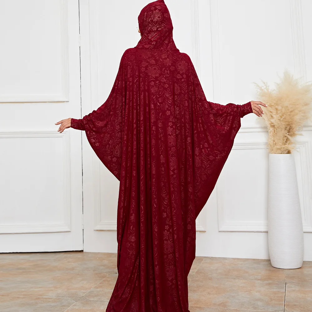 High Quality Abaya Women Muslim Turkish Arab Girls Jacquard Dresses Long Sleeves Islamic Clothing