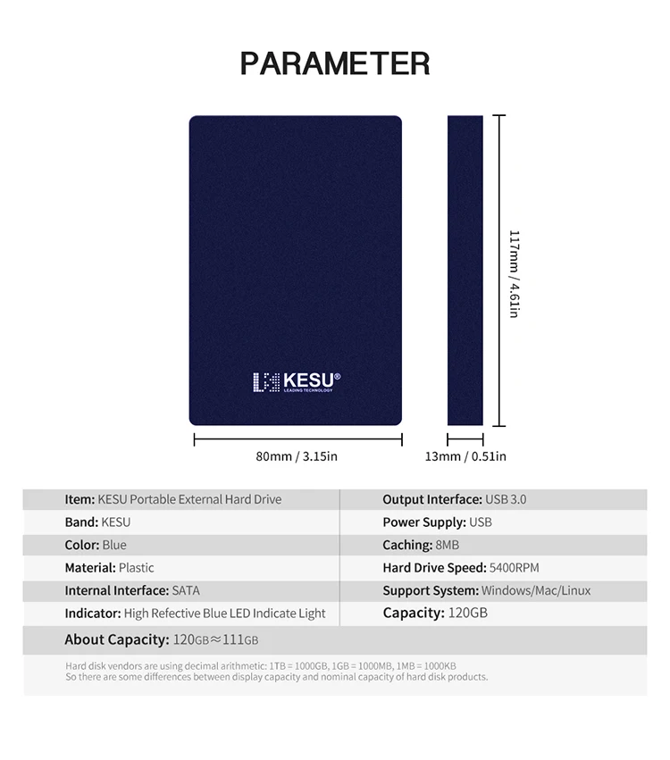 Portable laptop desktop 500 gb hdd 2.5 inch external hard drive 500gb