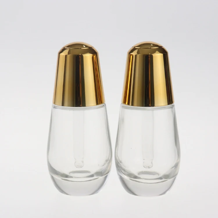 Luxury Packaging Cosmetic cream Clear Essential Oil Glass Dropper fragrance pipette Bottle 1oz
