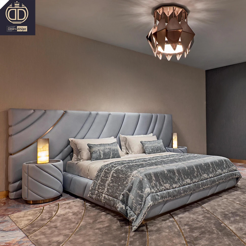 high end gray luxury full king size up-holstered beds ultrasound queen double modern luxury up-holstered bed set