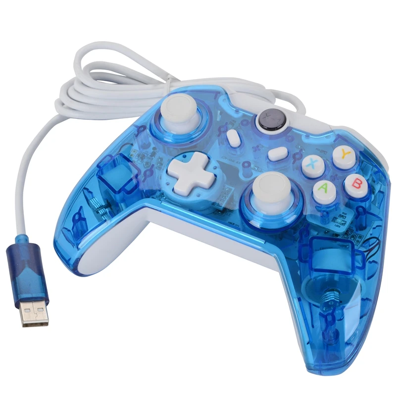 Crystal Color With LED Light Video Game Accessories Joystick Wired Game Pad Gamepad Controller For Xbox One Xboxone