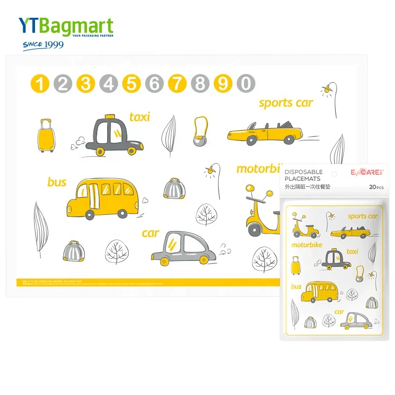Eco-friendly Biodegradable Plastic Baby Placemat Disposable Table Topper for Kids