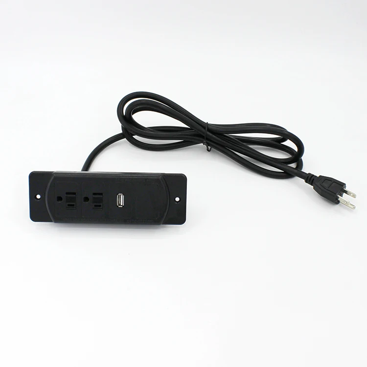 
US/Canada power outlets strip electric sockets plug for table top desktop headboard furniture with USB metal plate multi color 