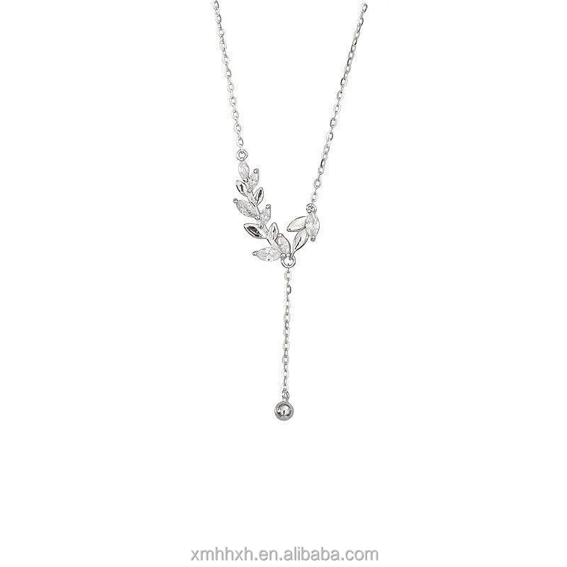 Wholesale Fashion Popular S925 Sterling Silver Leaves Long Tassel Necklace Temperament Light Luxury Necklace For Women