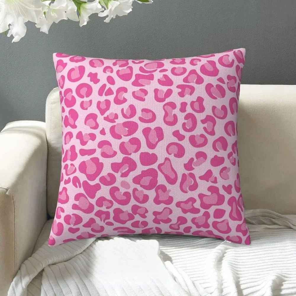 A459 Pillow Case Square Pillowcase Soft Throw Cushion Cover Home Decor Living Room Couch Sofa Car Faux Cheetah Pink Pillow Case