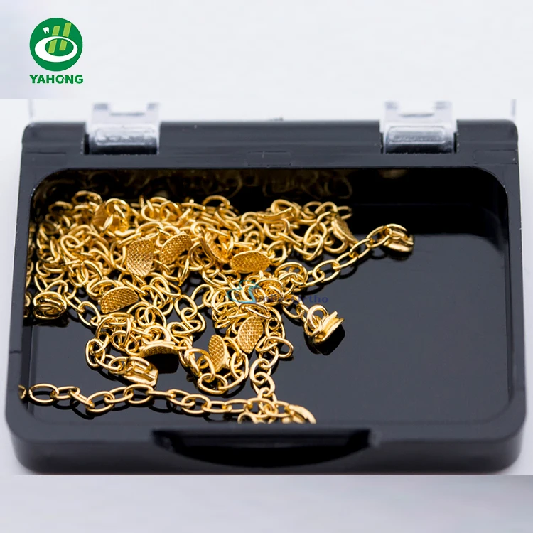 Dental Orthodontic Traction Chain Golden Round Metal Bracket Lingual Buttons Dentist Orthodontic