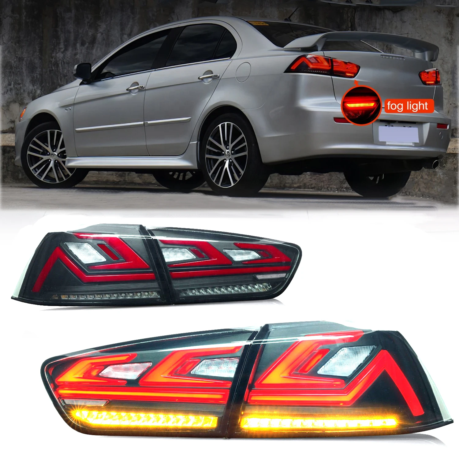 Vland Factory Wholesale Led Taillights 2008-2018 Lancer EX With Sequential Turn Auto Lamps Tail Lights For Mitsubishi Lancer EX