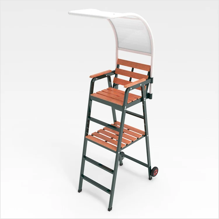 Green iron wood chairs for event chairs aluminum alloy PC board tennis referee chair with top cover