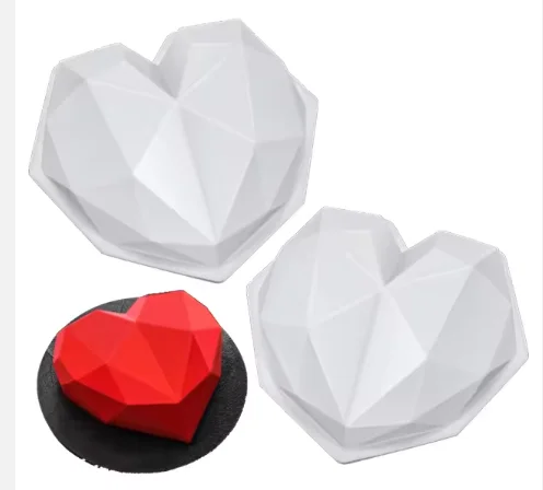 Stock diamond heart shape mousse cake silicone mold 3D decorating French dessert baking molds