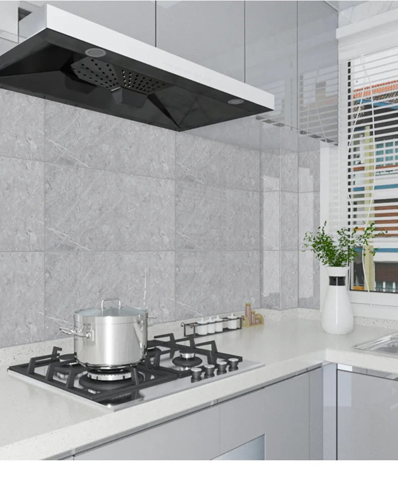 Wash Room Decor Waterproof Glossy Ceramic Wall Sticker Self Adhesive Marble Peel Wallpapers