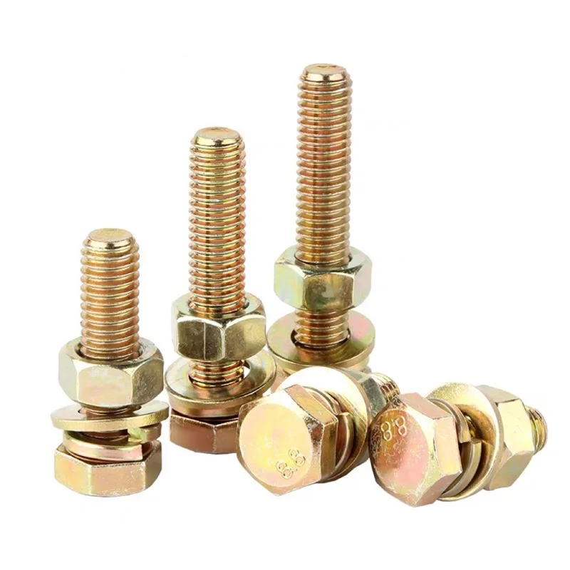 201 Stainless steel outer hexagon bolt and nut set Screw washer set M6M8M10M12*16-20-150