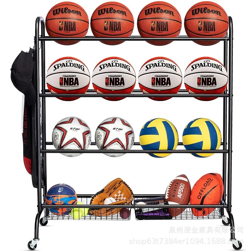 Hot Sale  ball rack ball cart basketball football storage rack four tiers of three into the cart basketball trolley basketball