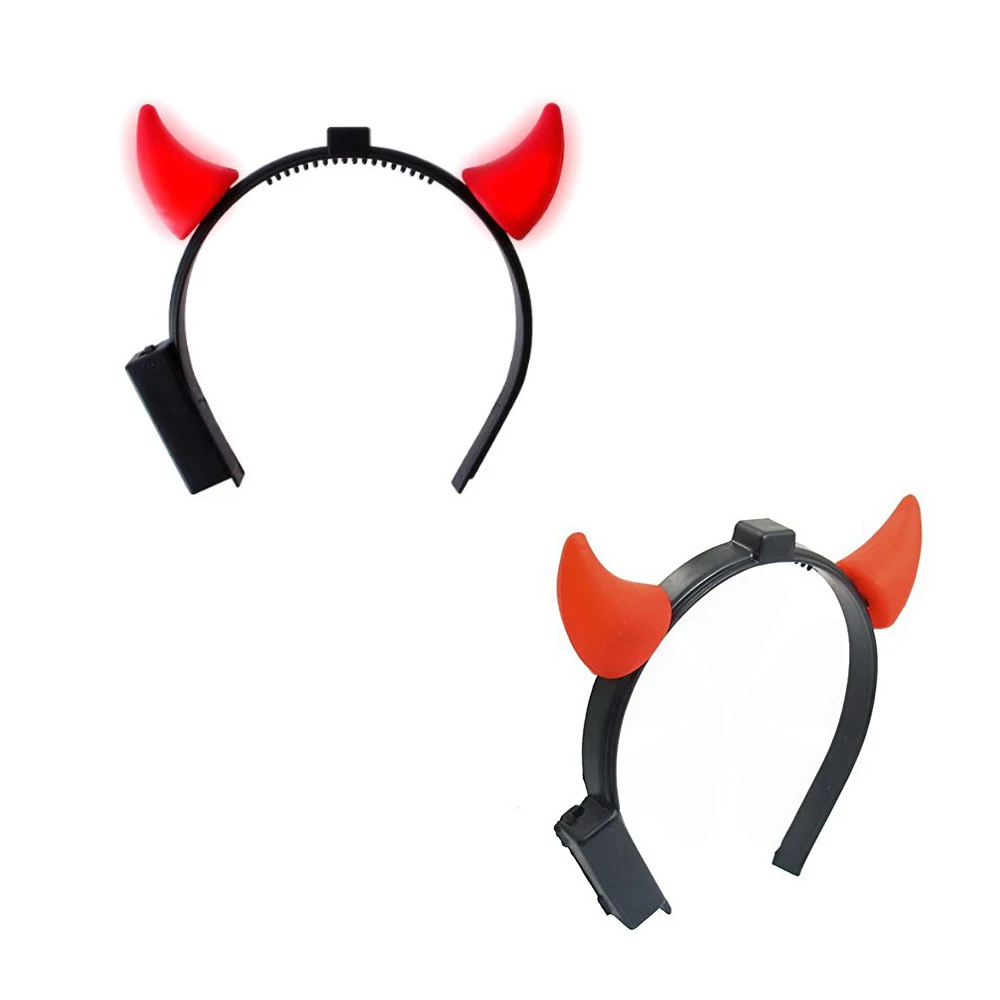 2022 New funny Classic Hot Sale Calf Horn LED Light Head Buckle Horn Headwear Halloween Devil Led Horns Headband