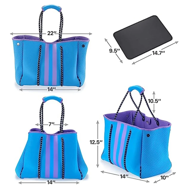 Wholesale Summer Multipurpose Fashion Perforated Woman Neoprene Tote Beach Bag Handbags Fashion Bucket OEM Unisex Girls Fashion