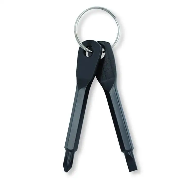 Mini Screwdriver Pocket Repair Hand Tool Multi Gadget Portable EDC Keyring Hike Outdoor Slotted With Key Ring