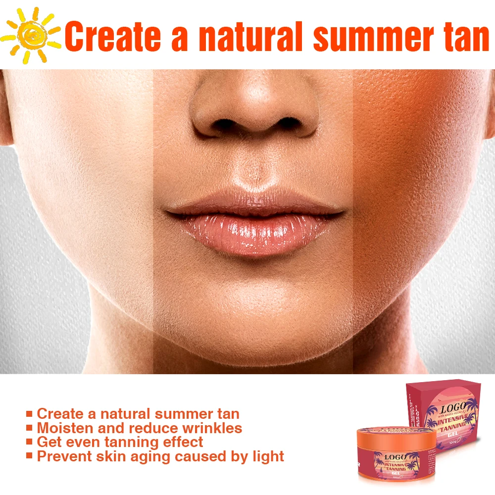 OEM ODM Custom Logo Self Tanning Tan Enhancer Gel Intensive Tanning Gel With Exotic Coconut Oil For All Skin Types