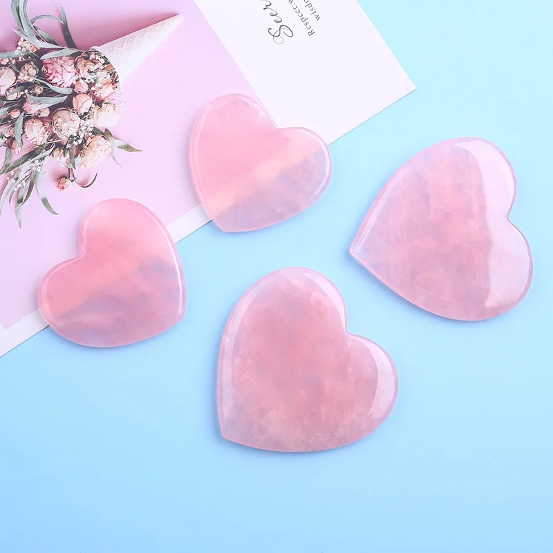Manufacturer Heart Shape Guasha Jade Natural Rose quartz Jade Stone Beauty Tool Gua Sha Scraping Tool GuaSha Board