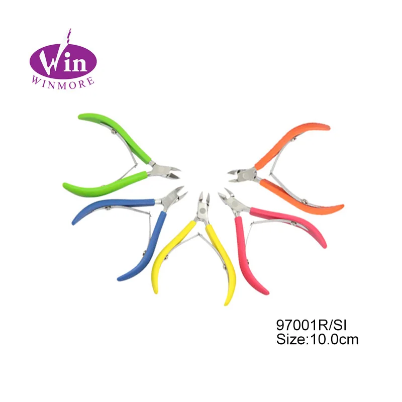 Педикюрный щипчик для кутикулы, нержавеющая сталь, цветная силиконовая ручка, двойная пружина