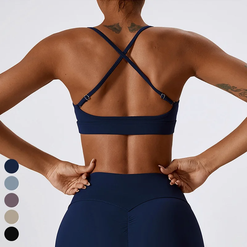 Wholesale Quick Dry Breathable High Quality Ladies Sexy Workout Top Custom Gym Fitness Yoga Bra Cross Back Sports Bra For Women
