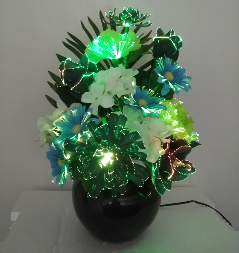 LED fiber optic flower light  decoration flower lamp fiber optic lamp colour changing  handmade silk flower