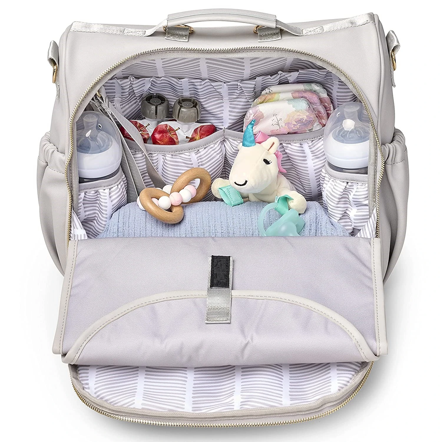 Hot Selling Custom Vegan leather waterproof baby diaper bag for mom and dad Baby Backpacks Mommy Bags With Stroller Changing Pad