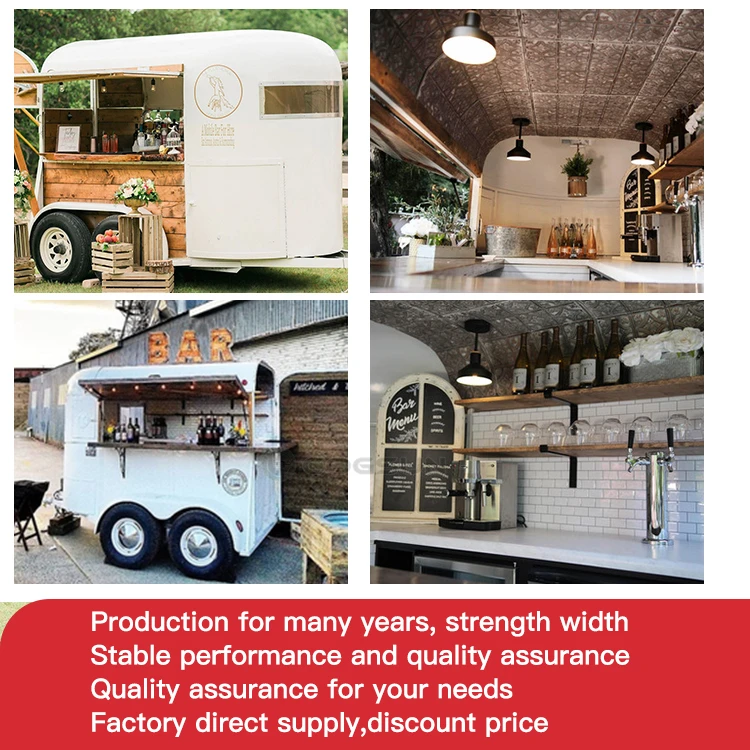 Vintage Food Mobile Horse Trailer Bar Ice Cream Cart Beer Bar Food Truck With Full Kitchen Restaurant Equipment