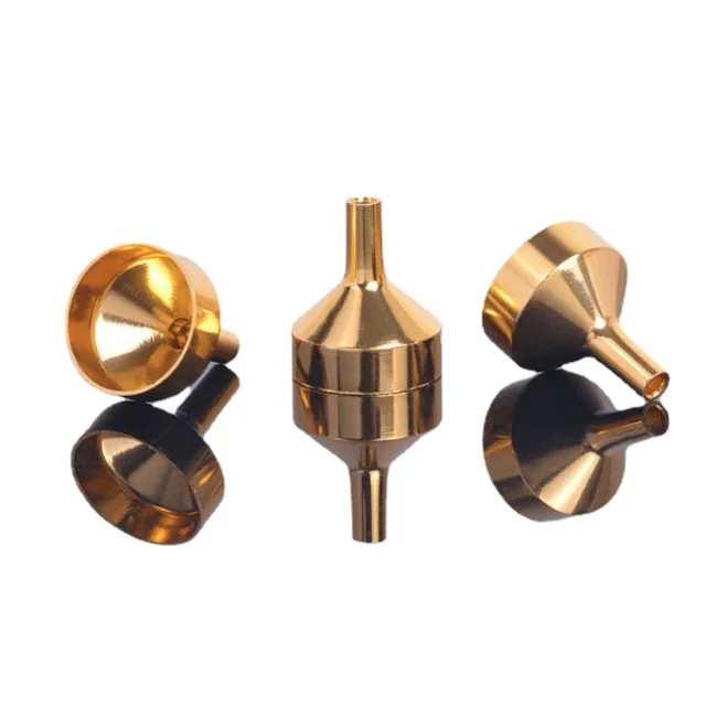 Mini Perfume Liquid Oil Refill Tool Aluminum Funnels Gold Silver for Bottle Refilling Small Metal Cosmetic Funnel