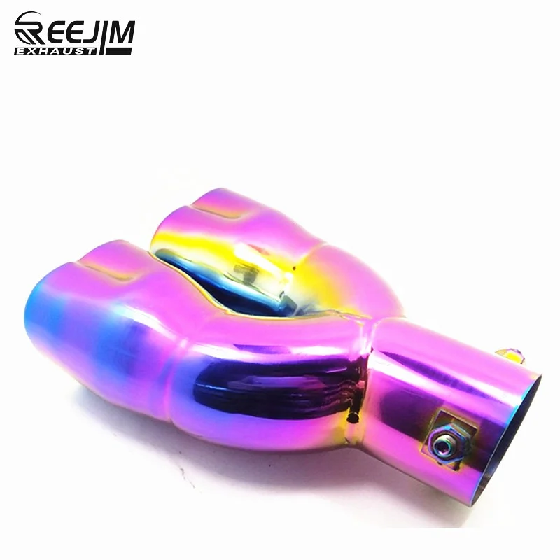 2021 HOT SALE Rainbow Double Hearts Shape Dual Exhaust Tips Muffler Pipe Exhaust Pipe