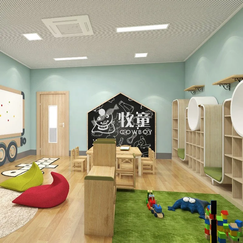 Hot Sale Children Library Furniture Wooden Bookshelf for Child Care Center