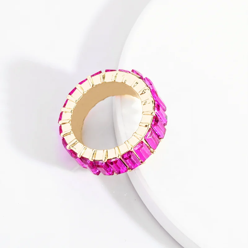  2021новое поступление горячие ювелирные изделия багет кубического циркония красочные вечность АЛМАЗНОЕ КОЛЬЦО свет