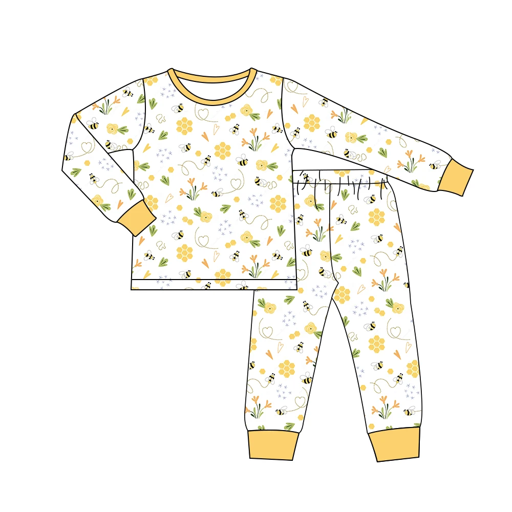 Children boutique home wear pajama pink pig long sleeve suit kids night wear baby autumn winter pajamas