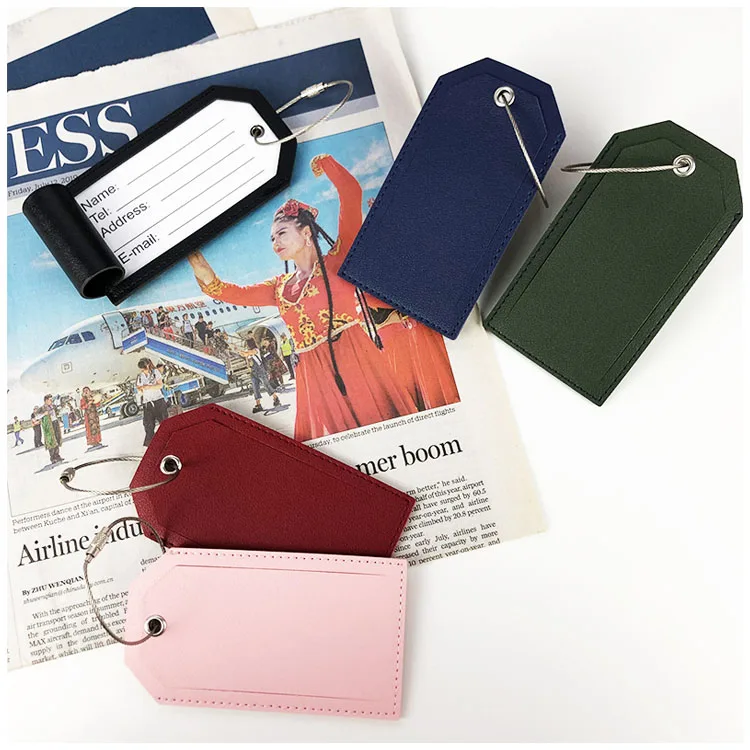 Promotional Cheap Pu Leather Luggage Tag Wedding Favor Gift Luxury Baggage Tags Custom Logo Leather Luggage Tags