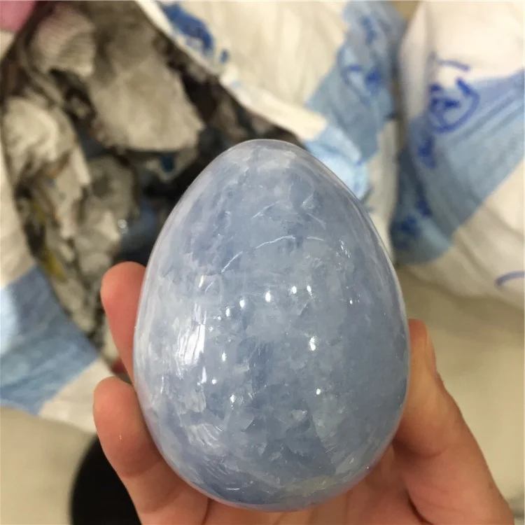 Wholesale Natural Rock Blue Celestite Crystal Massage Egg Celestitel Egg