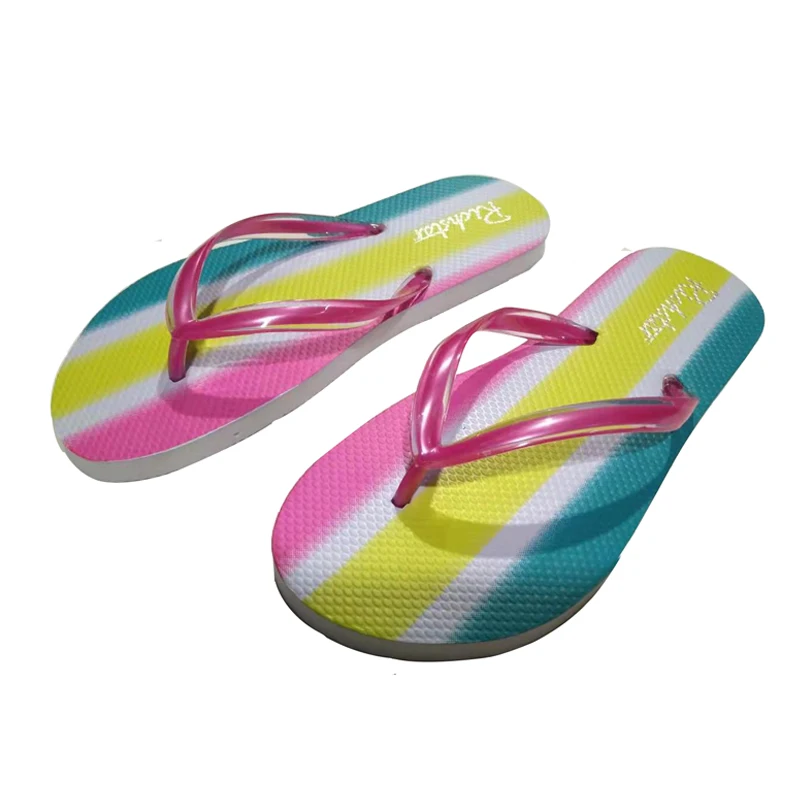 2020 Colorful women pvc shoes flip flop ladies flat beach slipper