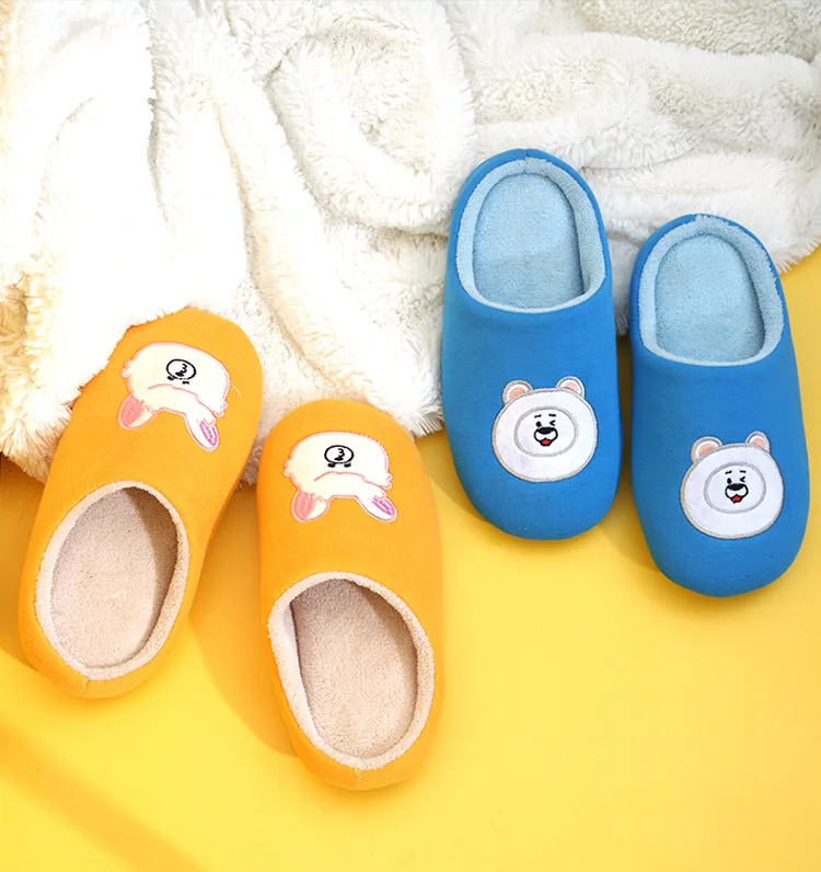 Wholesale high quality soft cartoon comfortable cotton girls slippers for winter