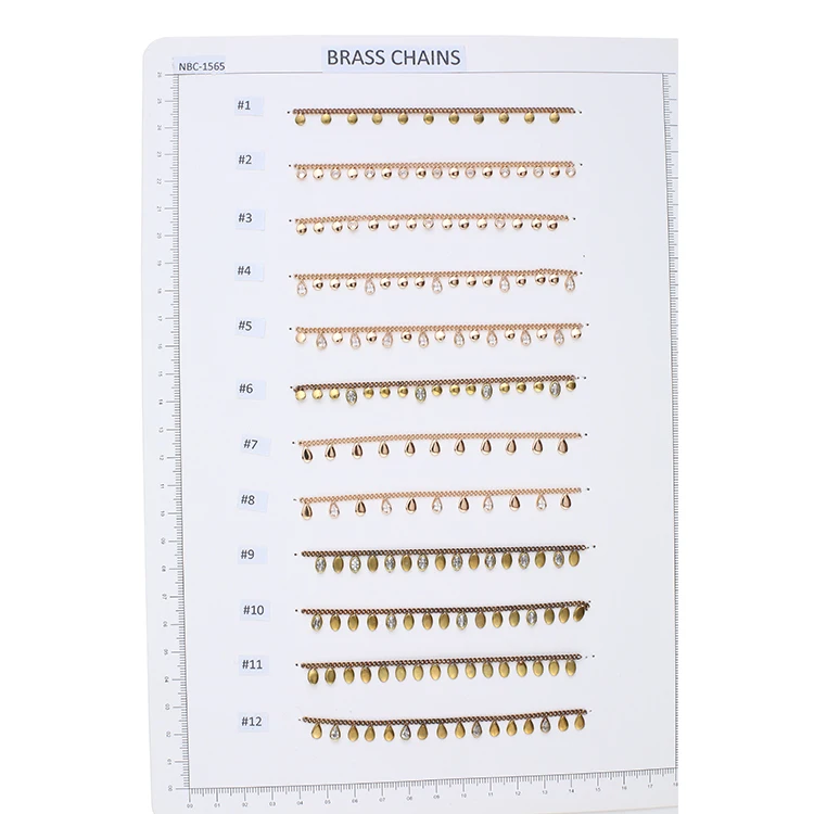 Korean quality Handmade Fashion Brass chain with cubic zirconia brass charm in Raw