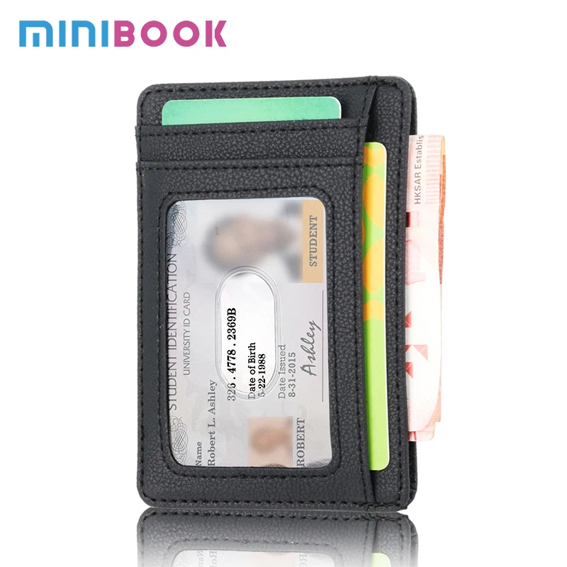 Slim Genuine Leather Wallet RFID Front Pocket Wallet Minimalist Secure Thin Credit Card Holder for Men