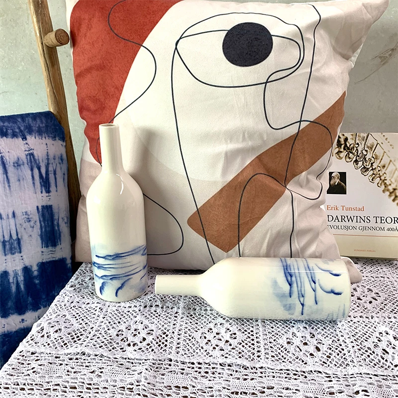 Ceramic Landscape painting vase with three size home decoration ceramic vase