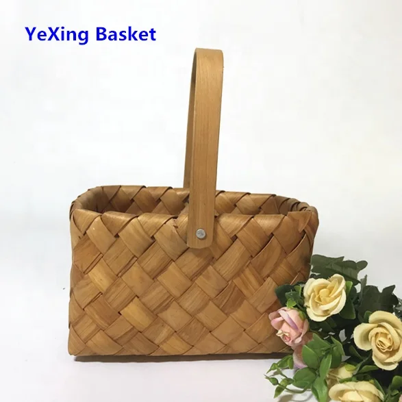 
Eco-Friendly Hand Woven Chipwood Picnic Basket with Carry Handle in Wholesale 