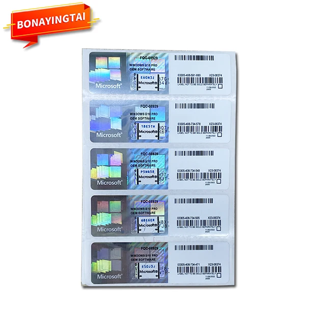 Hot Sale Windows 10 Professional Windows 10 Pro COA Sticker  Silver Color DHL Free Shipping (1 set=10 pcs) Can Upgrade