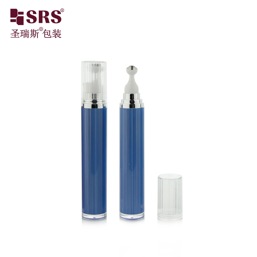 Morandi Color Series Ribbed Design Acrylic Double Wall 15ml 20ml Eye Cream Roll On Bottle