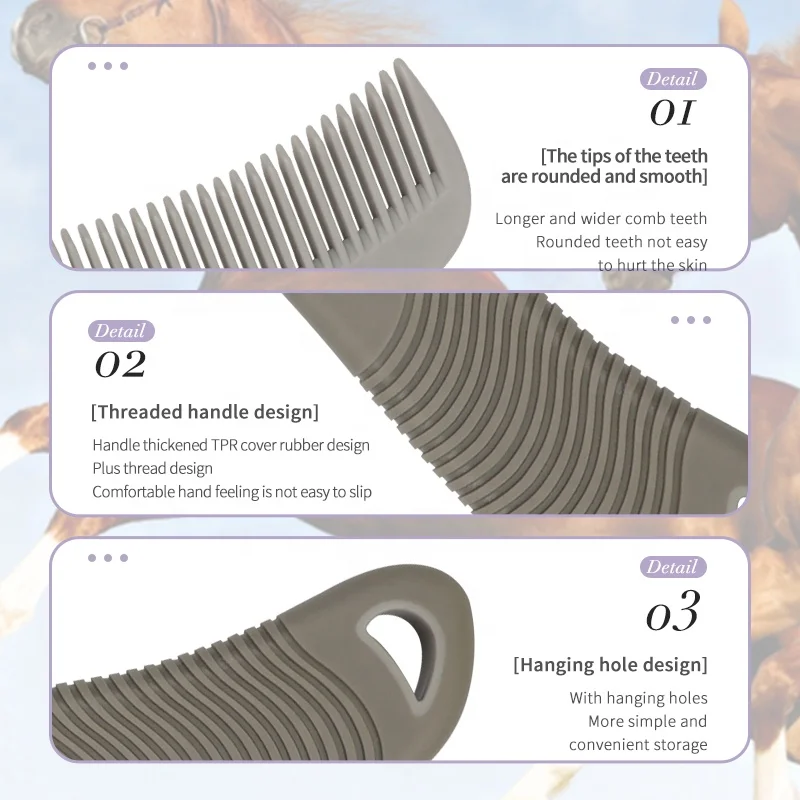 Factory Wholesale Custom Logo Plastic Horse Hair Comb Horse Tail Brush Horse Tail Comb